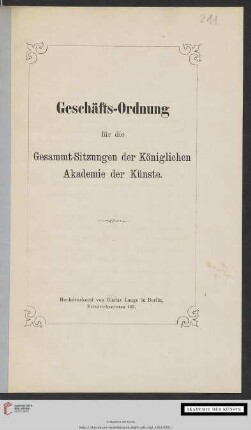 Geschäfts-Ordnung