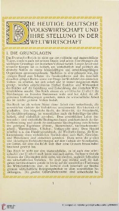 Die heutige deutsche Volkswirtschaft und ihre Stellung in der Weltwirtschaft
