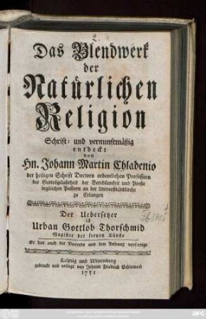 Das Blendwerk der natürlichen Religion