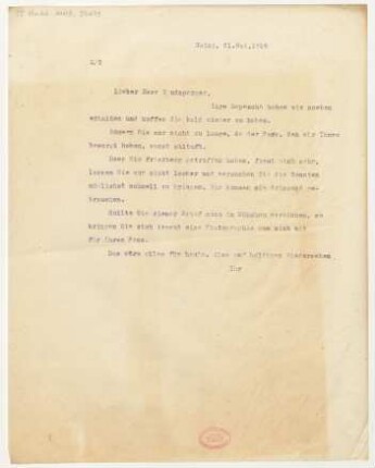Brief an Lothar Windsperger : 21.05.1919
