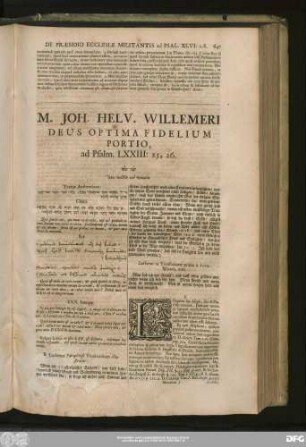 M. Ioh. Helv. Willemeri Deus Optima Fidelium Portio, ad Psalm. LXXIII:25,26.