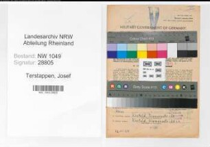 Entnazifizierung Josef Terstappen , geb. 14.02.1893 (Zugfuehrer)