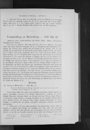 Versammlung zu Marienburg. - 1426 Mai 22.