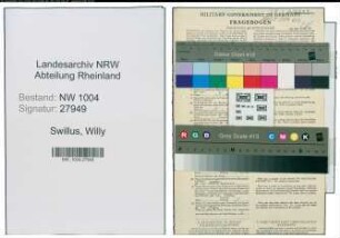 Entnazifizierung Willy Swillus , geb. 06.12.1907 (Kaufmann)