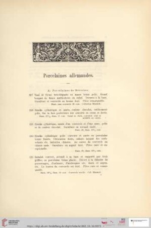Porcelaines allemandes (Nr. 327 - 363)