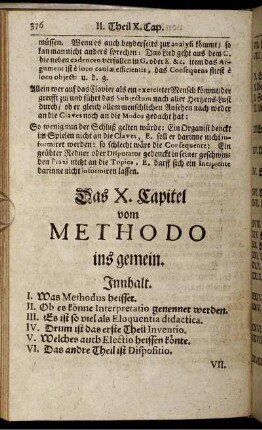 Das X. Capitel vom Methodo insgemein.