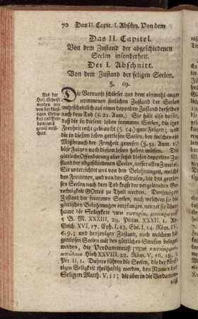 Das II. Capitel. Von dem Zustand der abgeschiedenen Seelen insonderheit.