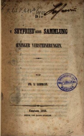 Programm des Grossherzoglichen Lyceums in Constanz : vom Schuljahre ..., 1855