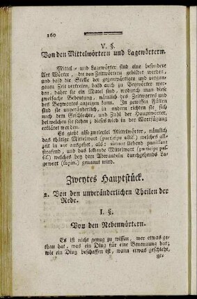 Zweytes Hauptstück. 2. Von den unveränderlichen Theilen der Rede.
