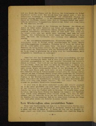Kein Wiederaufbau ohne persönlichen Nutzen