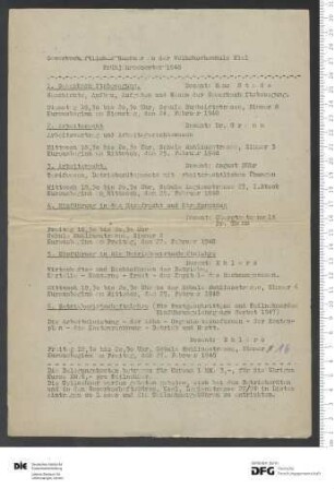 Beilage zum Programm 1. Semester 1948