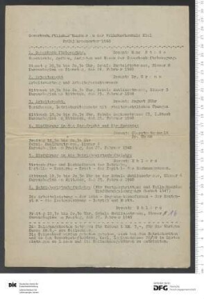Beilage zum Programm 1. Semester 1948