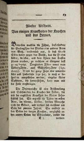 Fünfter Abschnitt. Von einigen Krankheiten der Knochen und des Hornes.