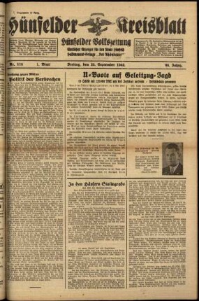 Erste Ausgabe vom Freitag, den 25. September 1942.