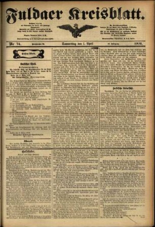 Erste Ausgabe vom Donnerstag, den 01. April 1909.