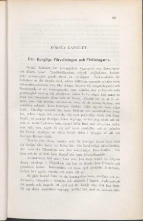 Första Kapitlet. Den Kungliga Förvaltningen och Förläningarna.