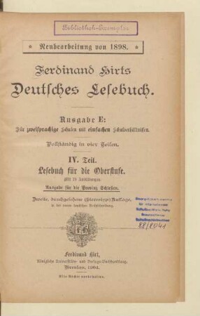 Teil 4, [Schülerband]: Lesebuch für die Oberstufe : vollständig in vier Teilen