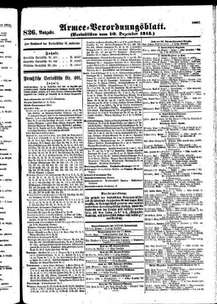 826. Ausgabe. Freitag, 10. Dezember 1915