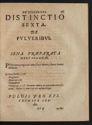 Distinctio Sexta. De Pulveribus.