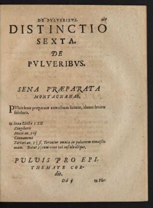 Distinctio Sexta. De Pulveribus.
