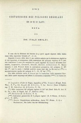 Costruzione dei poligoni regolari di 19 e 37 lati.