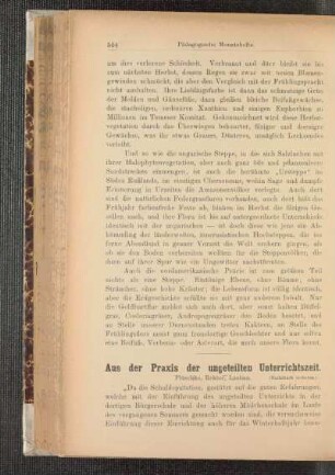 Aus der Praxis der ungeteilten Unterrichtszeit