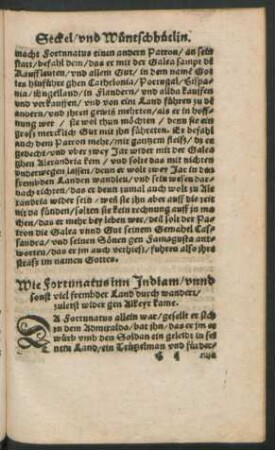 Wie Fortunatus inn Indiam/ unnd sonst viel frembder Land durch wandert ...