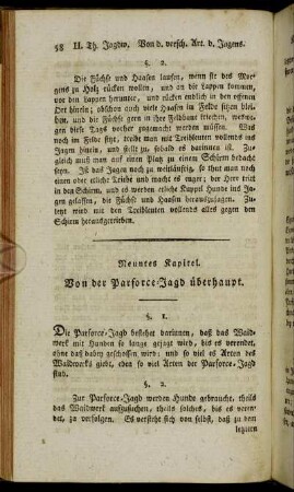 Neuntes Kapitel. Von der Parforce-Jagd überhaupt.