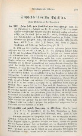 253-258 Empfehlenwerthe Schriften