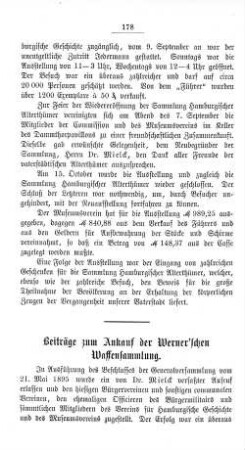 Beiträge zum Ankauf der Werner'schen Waffensammlung.
