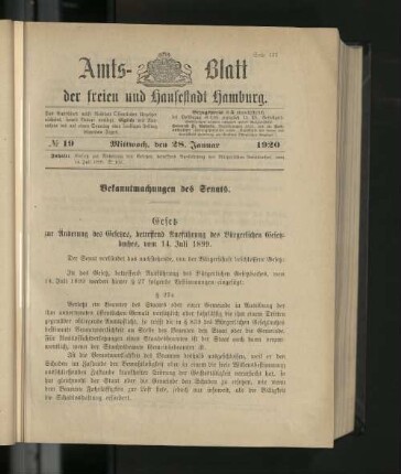 No. 19, 28. Januar 1920