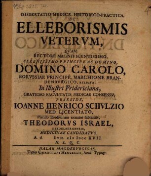 Diss. inaug. med. de elleborismis veterum