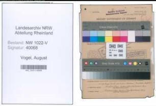 Entnazifizierung August Vogel , geb. 23.04.1903 (Kraftfahrer)