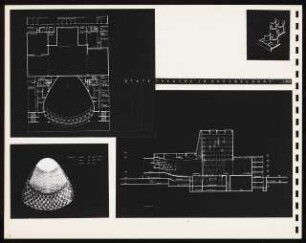 Sammelmappe: Schauspielhaus, Düsseldorf Wettbewerb: Grundriss, Sitzplan und Längsschnitt