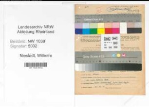 Entnazifizierung Wilhelm Niestadt , geb. 29.10.1912 (Statistiker)