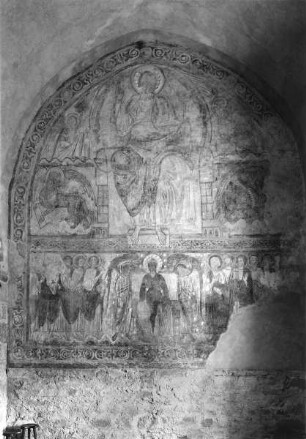 Majestas Domini mit thronender Gottesmutter, Evangelistensymbolen, Aposteln und Engeln