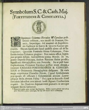 Symbolum S.C. & Cath. Mai. (Fortitudine & Constantia)