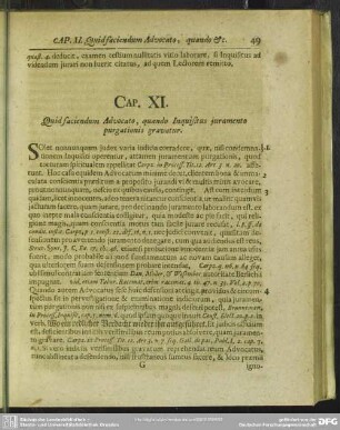 XI. Quid faciendum Advocato, si Inquisitus iuramento purgationis gravatur