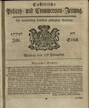 7tes Stueck, Montag den 13ten Februarius 1775