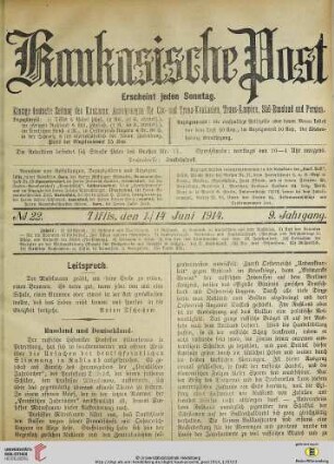 No. 22 (1./14. Juni 1914)