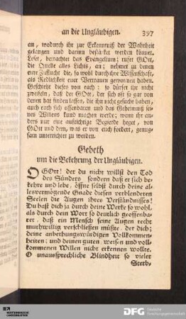 [VII.] Gebeth um die Bekehrung der Ungläubigen.