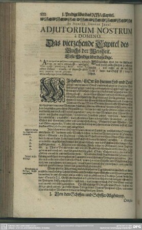 Das vierzehende Capitel des Buchs der Weisheit