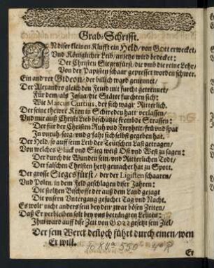 Grabes-Schrift auff den heldenmütigen und ritterlichen ...