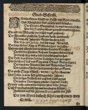 Grabes-Schrift auff den heldenmütigen und ritterlichen ...