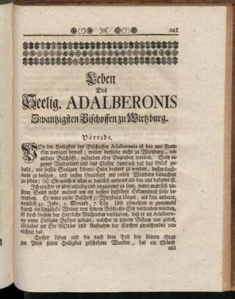 Leben Des Seelig. Adalberonis Zwantzigsten Bischoffen zu Wirtzburg.