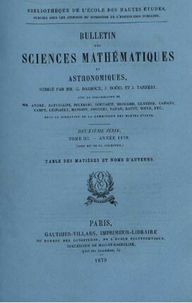 Tome III. - Année 1879