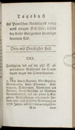 Drey und Dreyßigster Heft