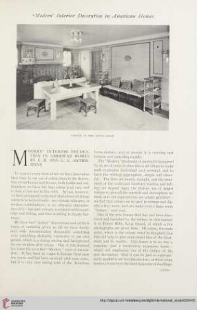 "Modern" interior decoration in American Homes