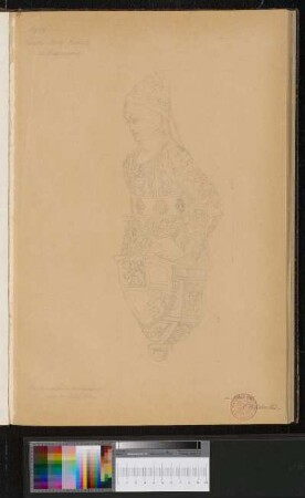Büste der Herzogin Agnes/Elisabeth (?) von Braunschweig auf einer Wappenkonsole am westlichen Rundturm (Dreiviertelansicht)