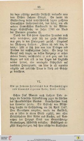 VI. Bis zu Johann Friedrichs des Großmüthigen und Cranachs eigenem Tode, 1546-1553